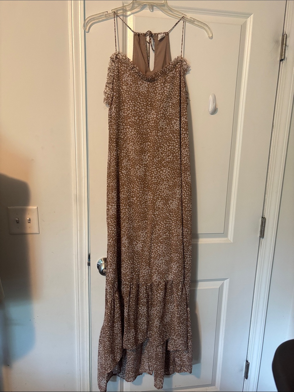 Brown Floral High-Low Summer Dress